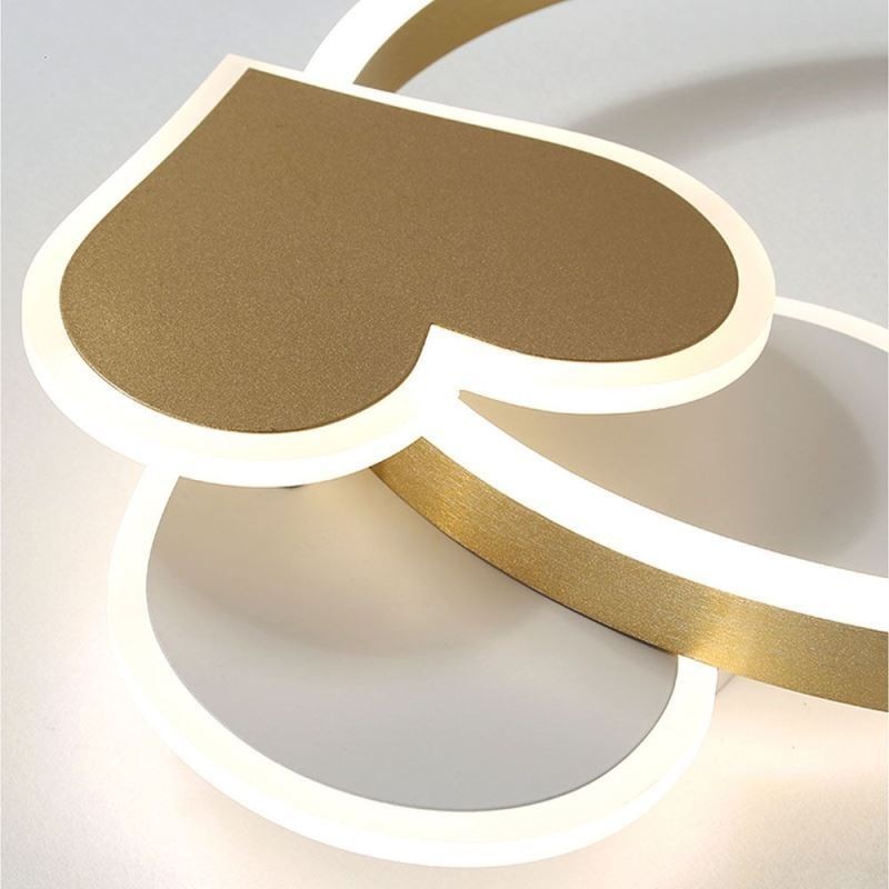 Moderne Deckenleuchte aus Acryl mit goldenem Doppelherz