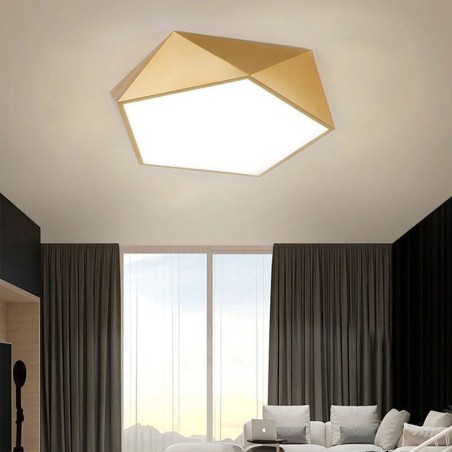 Goldfarbene, geometrische Deckenleuchte aus Acryl Goldfarbene, geometrische Deckenleuchte aus Acryl