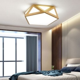Goldfarbene, geometrische Deckenleuchte aus Acryl