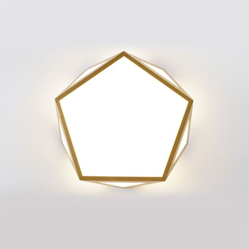 Goldfarbene, geometrische Deckenleuchte aus Acryl