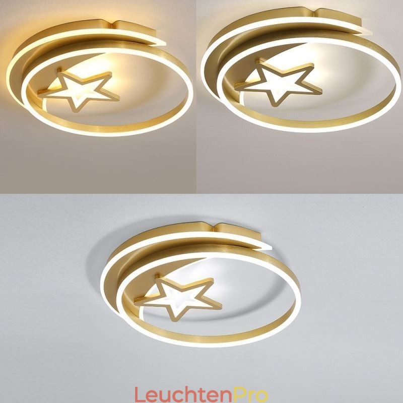 Mondstern Deckenleuchte, goldfarbene Acrylleuchte