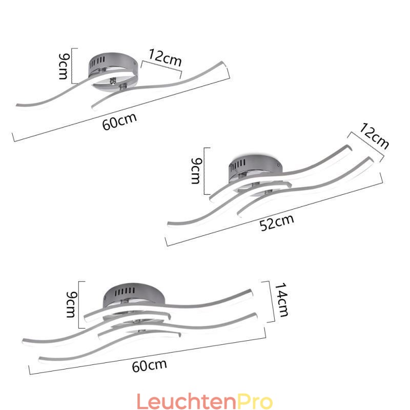 Moderne, schlichte, flächenbündige Deckenleuchte aus Acryl in Wellenform