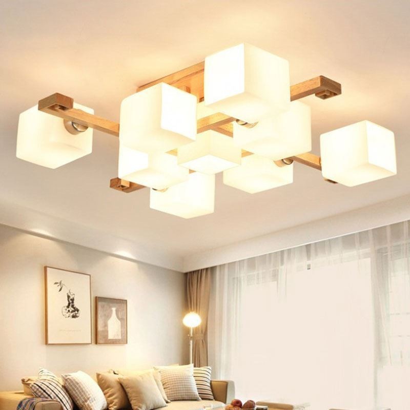 Nordic Flush Mount Deckenleuchte Kreative warme Massivholzleuchte
