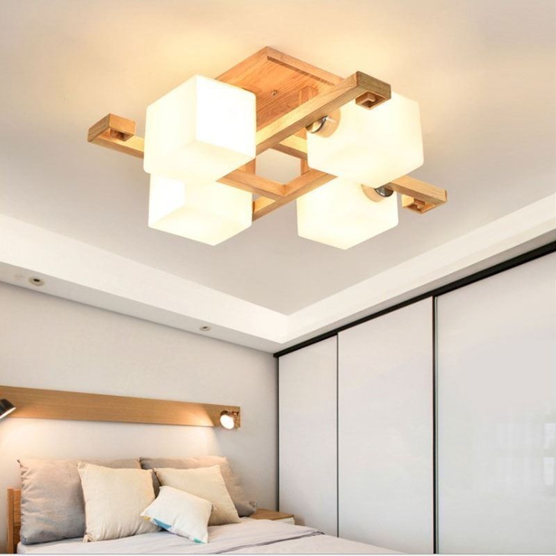 Nordic Flush Mount Deckenleuchte Kreative warme Massivholzleuchte