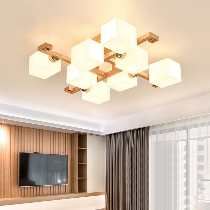 Nordic Flush Mount Deckenleuchte Kreative warme Massivholzleuchte