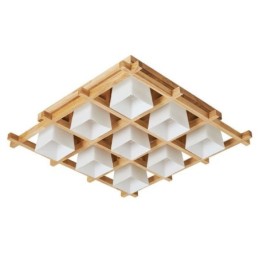 Nordische quadratische Gitter-Deckenleuchte aus Gummiholz
