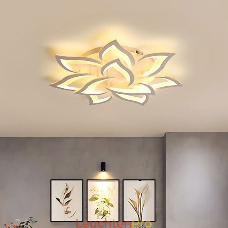 Moderne, schlichte Deckenleuchte aus Acryl in Sonnenblumenform
