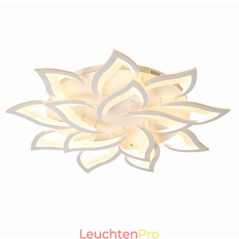 Moderne, schlichte Deckenleuchte aus Acryl in Sonnenblumenform