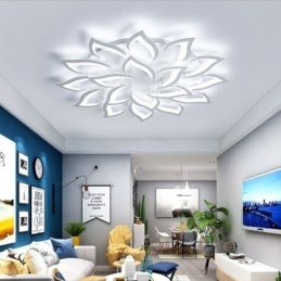 Moderne, schlichte Deckenleuchte aus Acryl in Sonnenblumenform