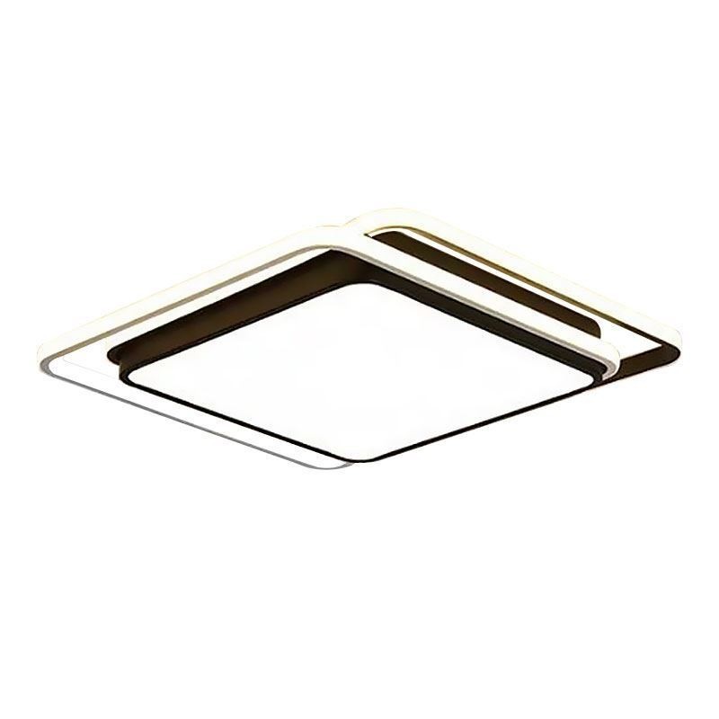 Moderne einfache Unterputz-Deckenleuchte mit geometrischem Rahmen und quadratischem Lampenschirm