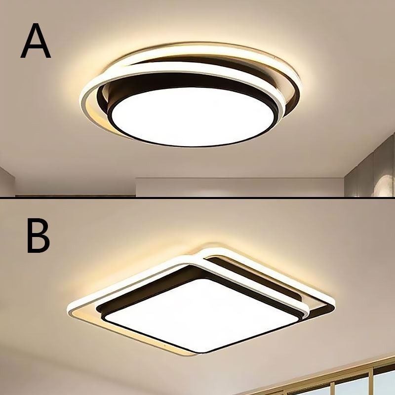 Moderne einfache Unterputz-Deckenleuchte mit geometrischem Rahmen und quadratischem Lampenschirm