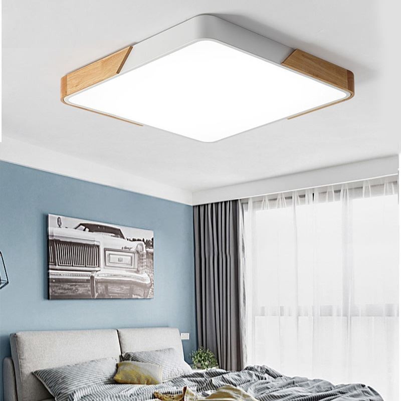 Einfache Unterputz-Deckenleuchte mit Holzrahmen, superdünnes Design, Lampe, Deckenleuchte