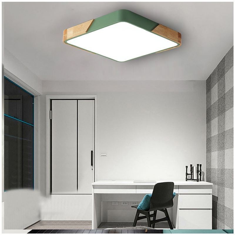 Einfache Unterputz-Deckenleuchte mit Holzrahmen, superdünnes Design, Lampe, Deckenleuchte