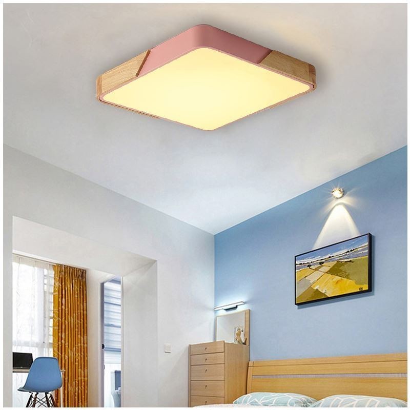 Einfache Unterputz-Deckenleuchte mit Holzrahmen, superdünnes Design, Lampe, Deckenleuchte