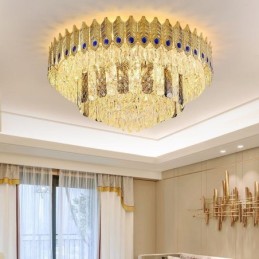 Kristall Flush Mount Runde Galvanisierte Phoenix Schwanz Gold Luxus Dekorative Deckenleuchte