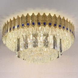 Kristall Flush Mount Runde Galvanisierte Phoenix Schwanz Gold Luxus Dekorative Deckenleuchte