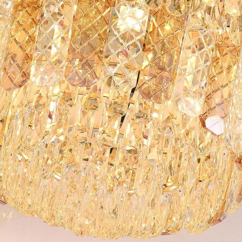Kristall Flush Mount Runde Galvanisierte Phoenix Schwanz Gold Luxus Dekorative Deckenleuchte