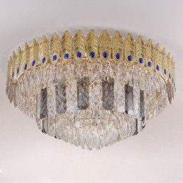 Kristall Flush Mount Runde Galvanisierte Phoenix Schwanz Gold Luxus Dekorative Deckenleuchte