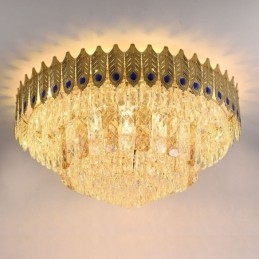 Kristall Flush Mount Runde Galvanisierte Phoenix Schwanz Gold Luxus Dekorative Deckenleuchte