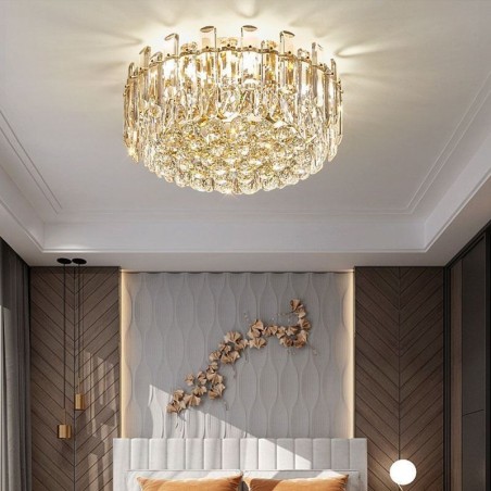 Luxuriöse Deckenleuchte mit Kristall-Bündigmontage, rund, mit Kristalldekoration Luxuriöse Deckenleuchte mit Kristall-Bündigmontage, rund, mit Kristalldekoration