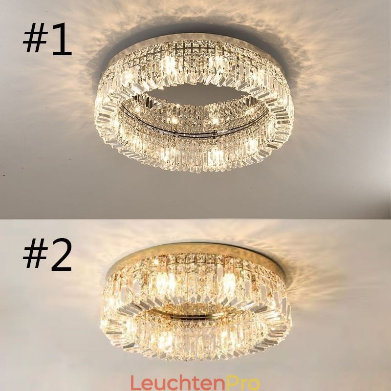 Moderne, elegante Deckenleuchte, bündige Montage, Kristall-Deckenleuchte