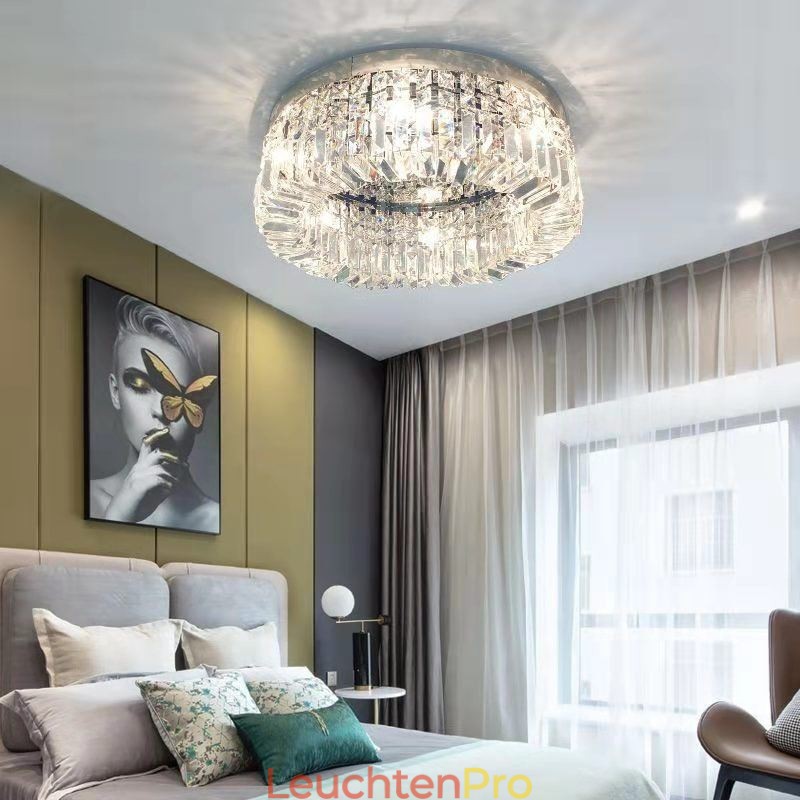 Moderne, elegante Deckenleuchte, bündige Montage, Kristall-Deckenleuchte