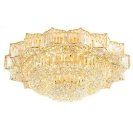 Eleganter, bündig montierter, runder Kristallkronleuchter in Blumenform