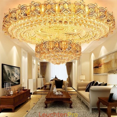 Moderne Deckenleuchte aus goldenem Kristall, runde Deckenleuchte Moderne Deckenleuchte aus goldenem Kristall, runde Deckenleuchte