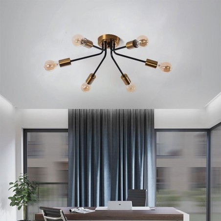 Sputnik Kronleuchter 6 Lichter Halbbündige Deckenleuchte Sputnik Kronleuchter 6 Lichter Halbbündige Deckenleuchte