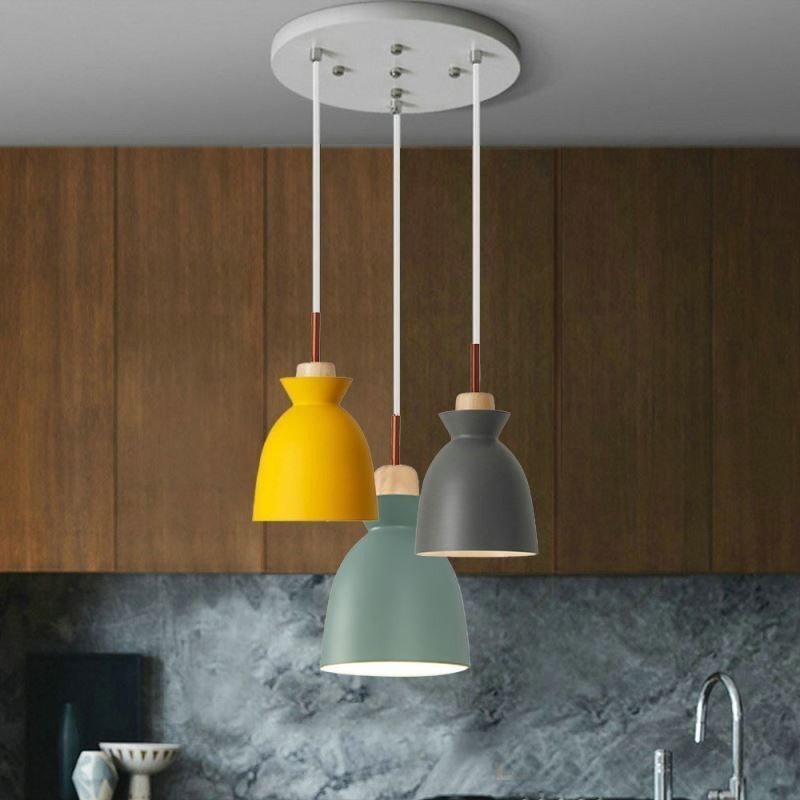 Nordic Einfache Macaron Pendelleuchte Eisen Arti Drei Lichter