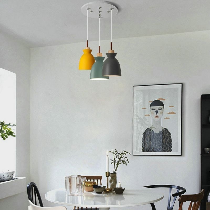 Nordic Einfache Macaron Pendelleuchte Eisen Arti Drei Lichter