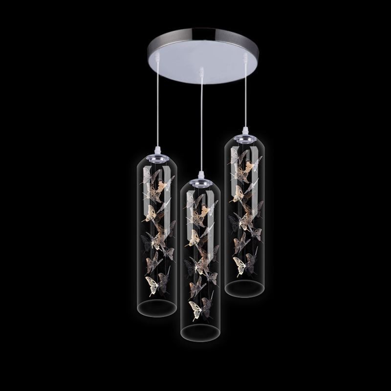 Glas Pendelleuchte Kreative Nordische Zylinderlampe Schmetterlingsleuchte