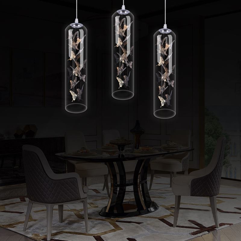 Glas Pendelleuchte Kreative Nordische Zylinderlampe Schmetterlingsleuchte