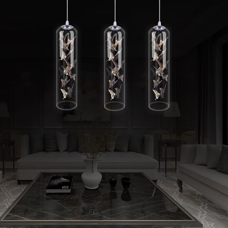 Glas Pendelleuchte Kreative Nordische Zylinderlampe Schmetterlingsleuchte