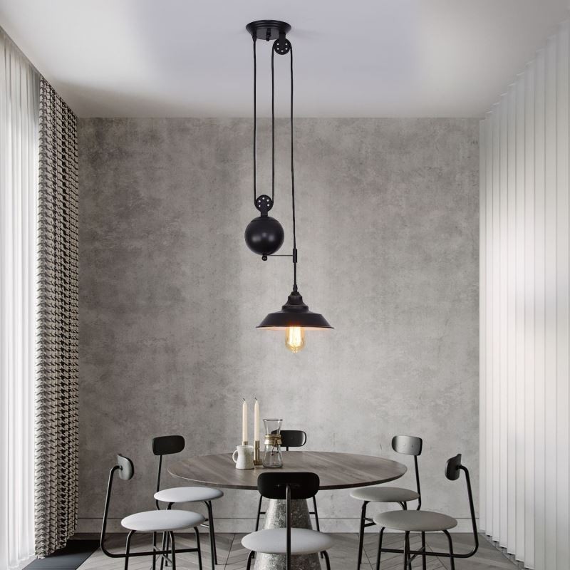 Industrielle Bauernhaus Pulley Pendelleuchte Versenkbares Design Einstellbare Höhe