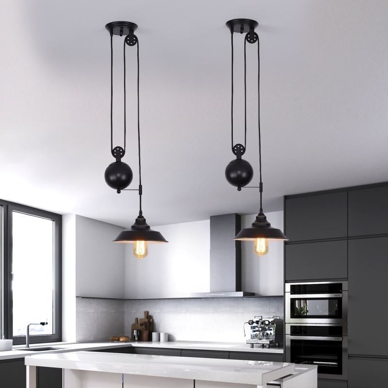 Industrielle Bauernhaus Pulley Pendelleuchte Versenkbares Design Einstellbare Höhe