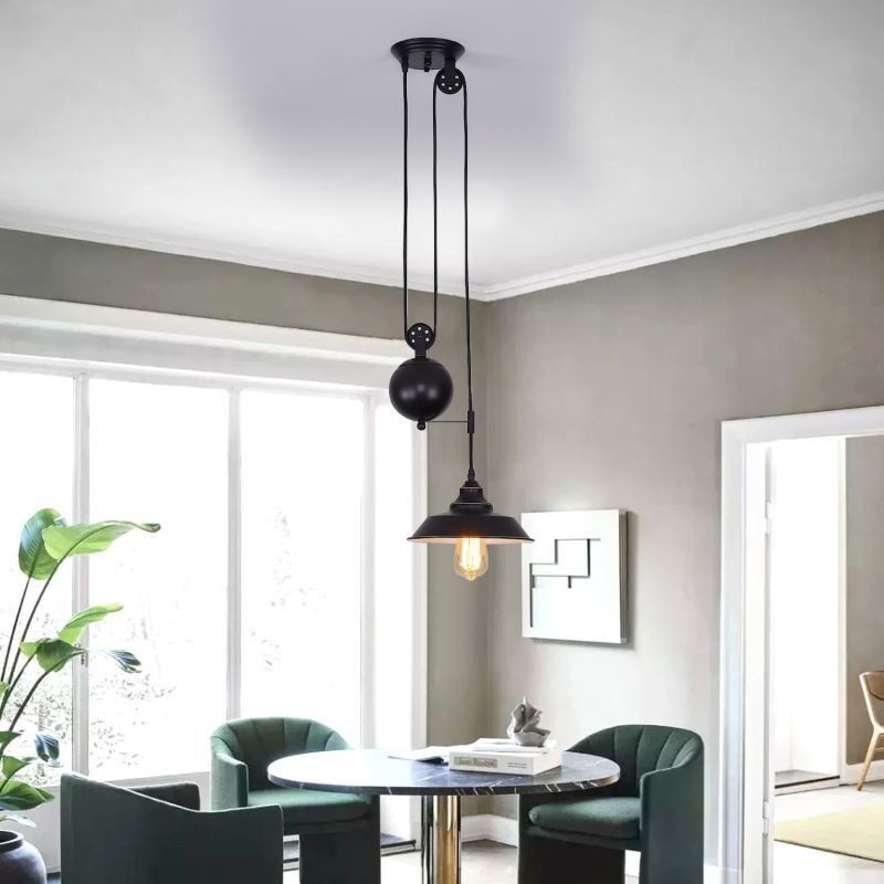 Industrielle Bauernhaus Pulley Pendelleuchte Versenkbares Design Einstellbare Höhe