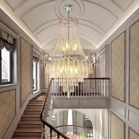 Moderne Kristall Kronleuchter Zeitgenössische Elegante Deckenleuchte Duplex Treppe Moderne Kristall Kronleuchter Zeitgenössische Elegante Deckenleuchte Duplex Treppe