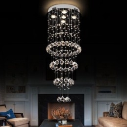 Kristall Kronleuchter Zeitgenössische Elegante Deckenleuchte Duplex Treppe