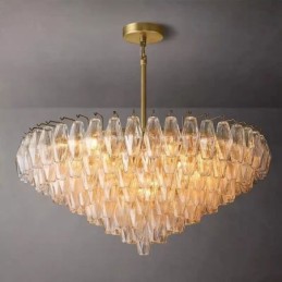 Amerikanische Pendelleuchte Glas Deckenleuchte Bernstein Transparent 90cm 14 Lichter