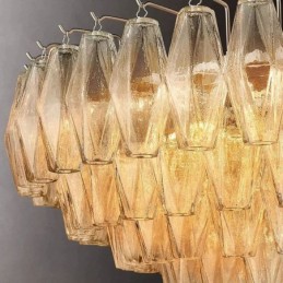 Amerikanische Pendelleuchte Glas Deckenleuchte Bernstein Transparent 90cm 14 Lichter