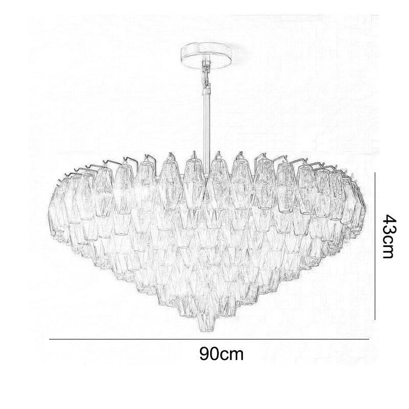 Amerikanische Pendelleuchte Glas Deckenleuchte Bernstein Transparent 90cm 14 Lichter