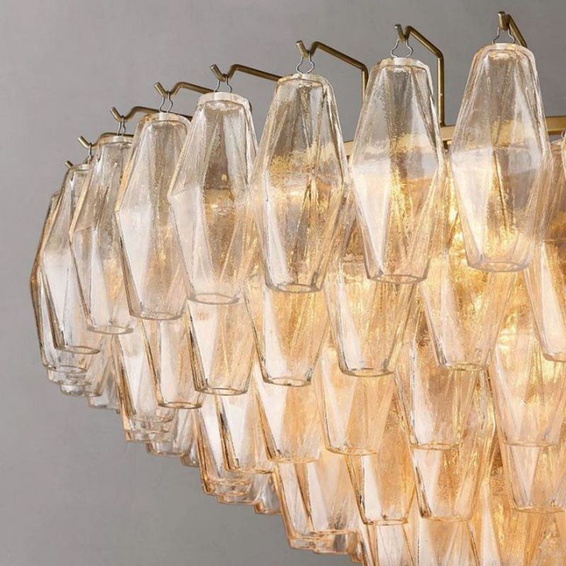 Amerikanische Pendelleuchte Glas Deckenleuchte Bernstein Transparent 90cm 14 Lichter
