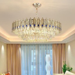 Goldene Feder Kristall Pendelleuchte Duplex Dekorative Deckenleuchte