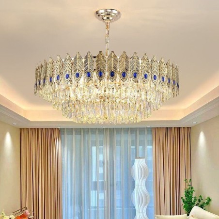 Goldene Feder Kristall Pendelleuchte Duplex Dekorative Deckenleuchte Goldene Feder Kristall Pendelleuchte Duplex Dekorative Deckenleuchte