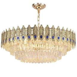 Goldene Feder Kristall Pendelleuchte Duplex Dekorative Deckenleuchte