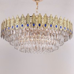 Goldene Feder Kristall Pendelleuchte Duplex Dekorative Deckenleuchte