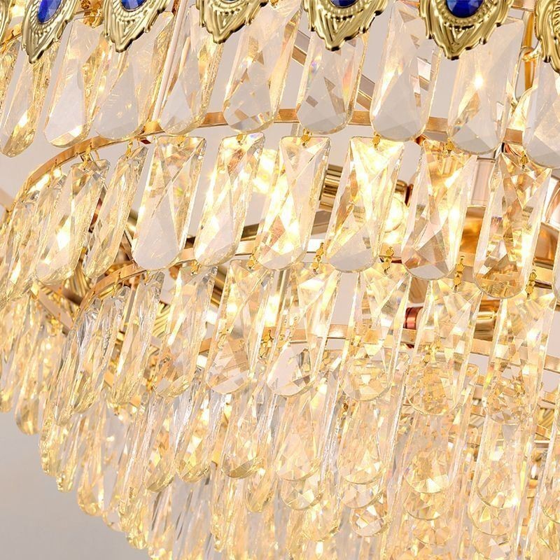 Goldene Feder Kristall Pendelleuchte Duplex Dekorative Deckenleuchte