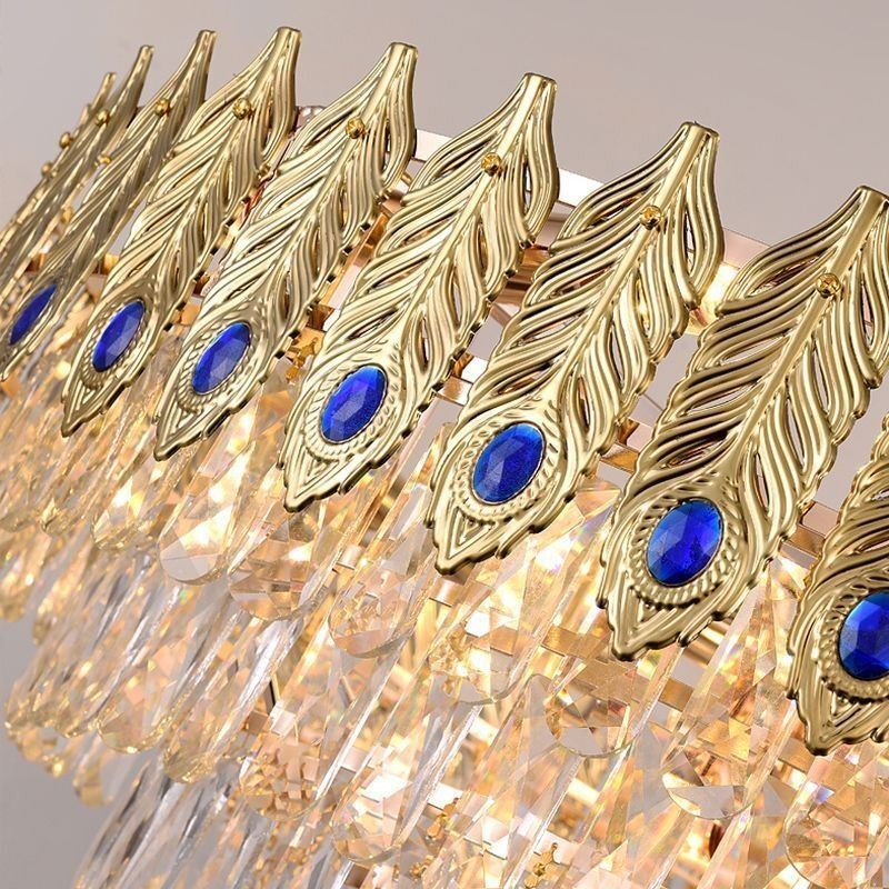 Goldene Feder Kristall Pendelleuchte Duplex Dekorative Deckenleuchte