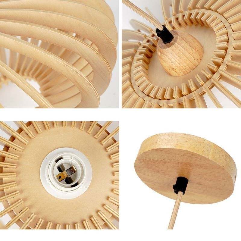 Deckenleuchte aus Lindenholz, 17 cm, ovaler Lampenschirm aus Holz